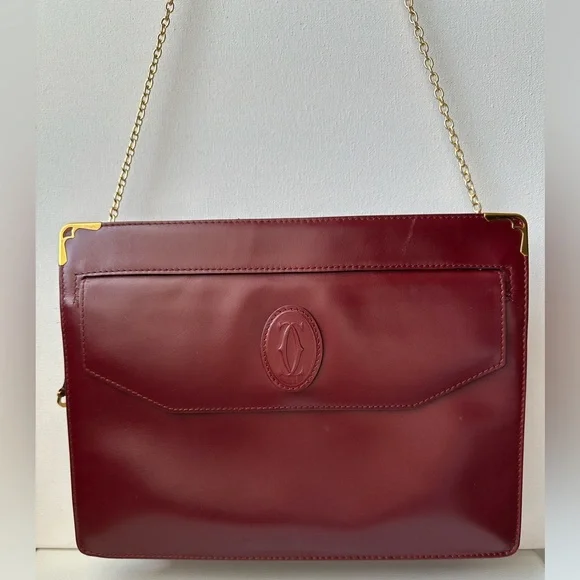 Cartier Vintage Bordeaux envelope Clutch leather bag - Picture 5 of 11